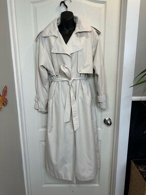 Light Cream Long Trench Coat with Belt